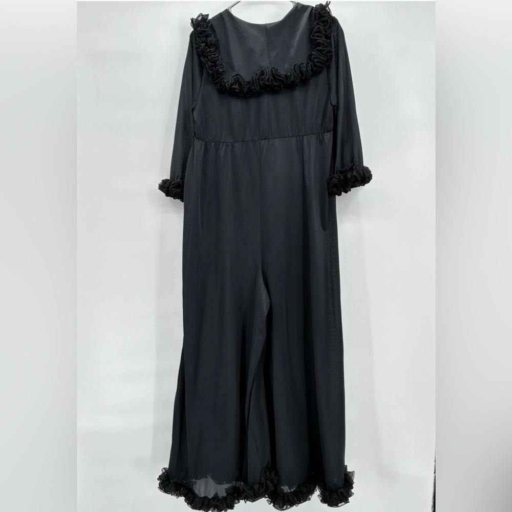 Vintage 1960s Women’s Nightgown Palazzo Pajamas Sheer Lingerie Black Medium - Picture 2 of 11